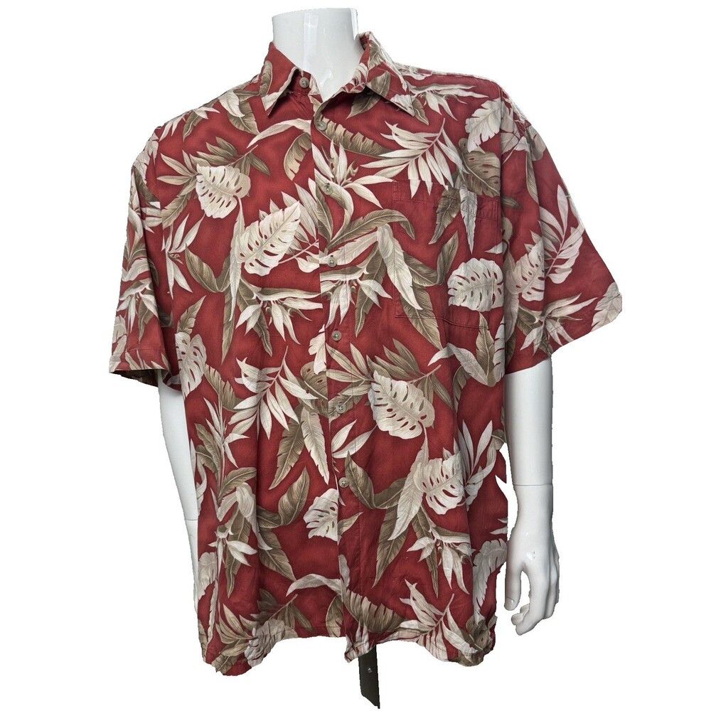Pierre Cardin Vintage Hawaiian Shirt Tropical Aloha Designer Resort Red‎ Men XXL